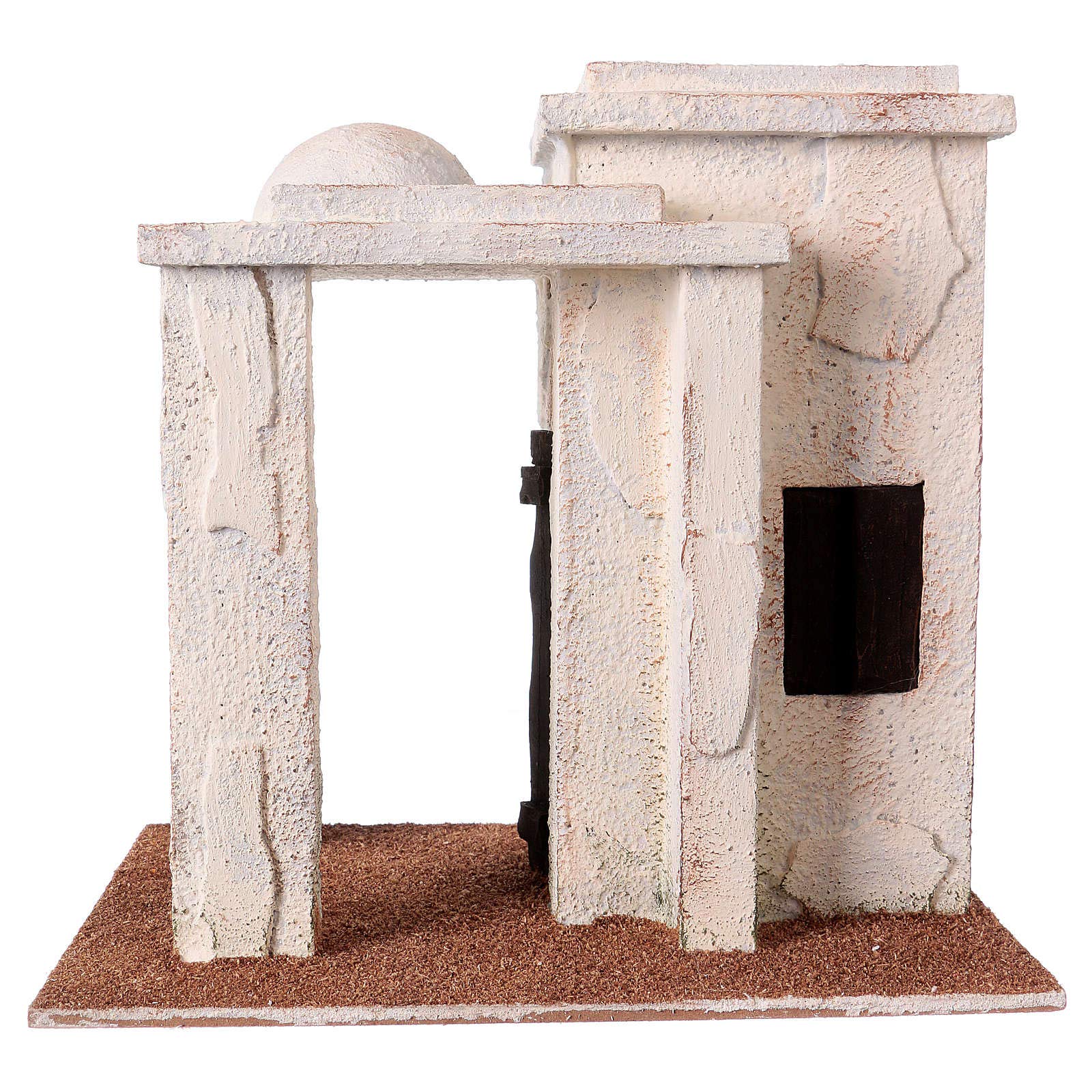 Holyart Ambientazioni, botteghe, case, pozzi: Casetta con porticato stile palestinese 25x15x25 cm per presepi di 11 cm