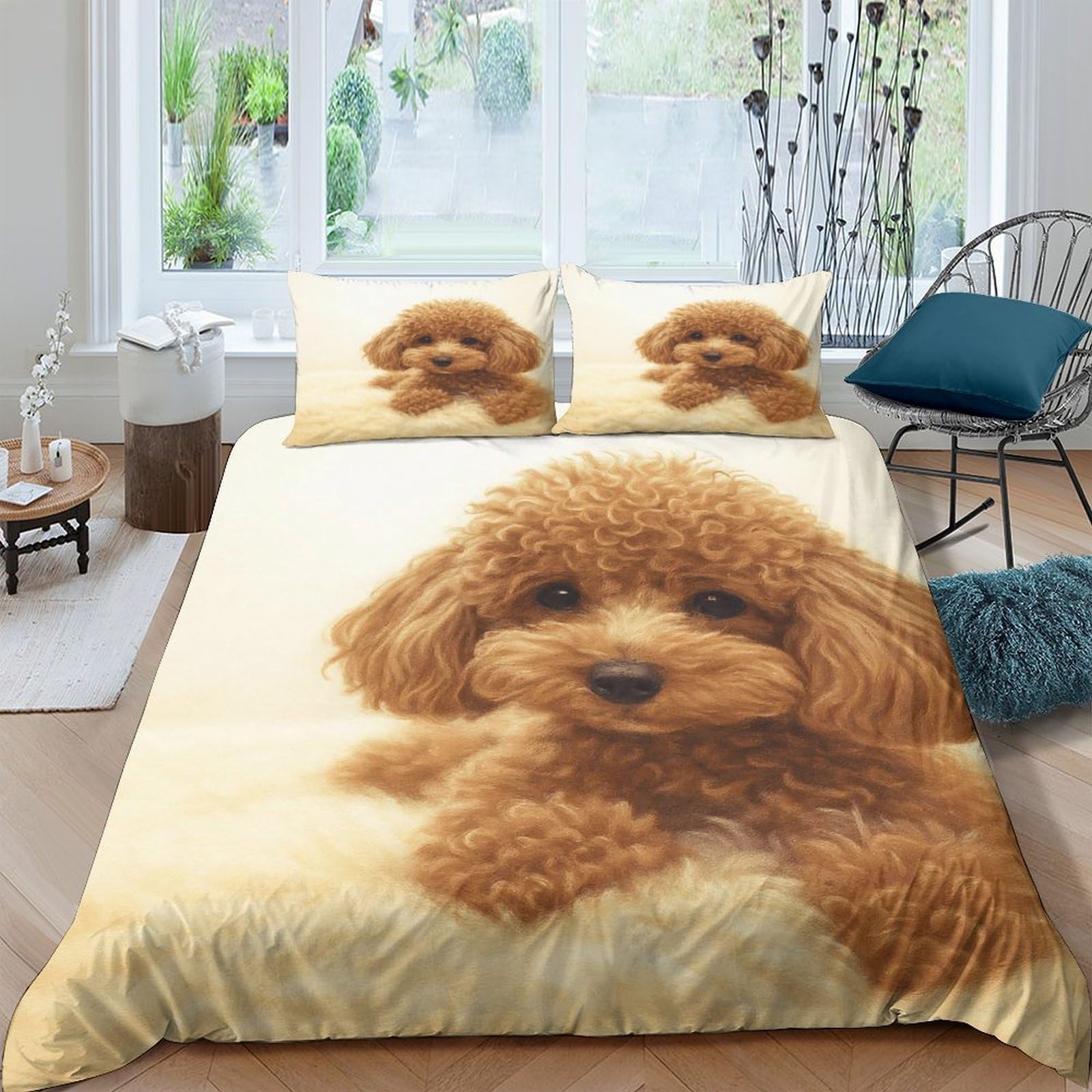 Ctjqhvkz Style-7 3D Printed Brown Poodle Dog Fitted Sheet Microfiber Soft Non Slip Cute Puppy Bed Cover For Bedroom Guest Room Decor Single（135X200cm）