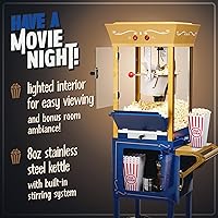 Vista 3 de Nostalgia Máquina para hacer palomitas de maíz, carrito profesional con hervidor de 8 onzas que hace hasta 32 tazas, máquina de palomitas vintage