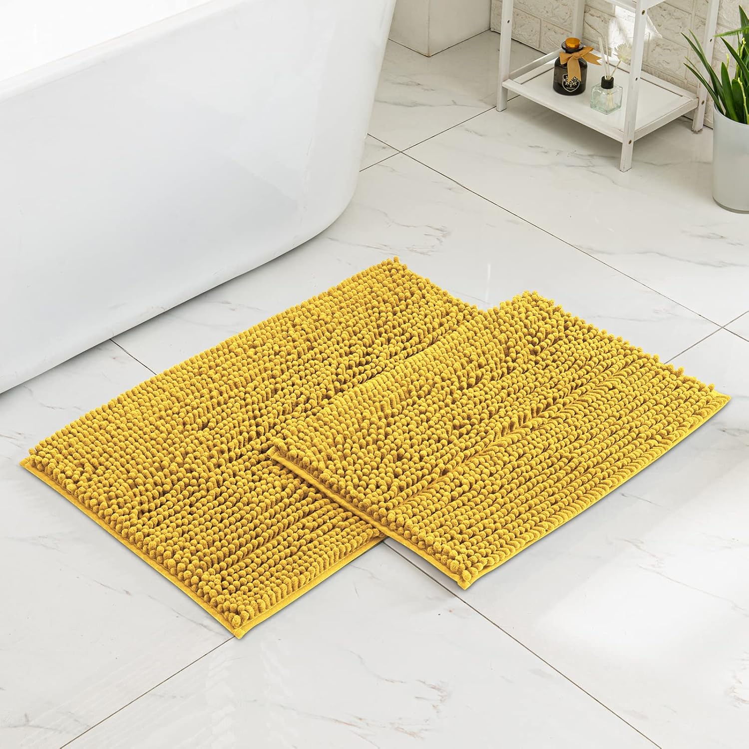 CozeCube Chenille Bath mats for Bathroom Non Slip, Soft