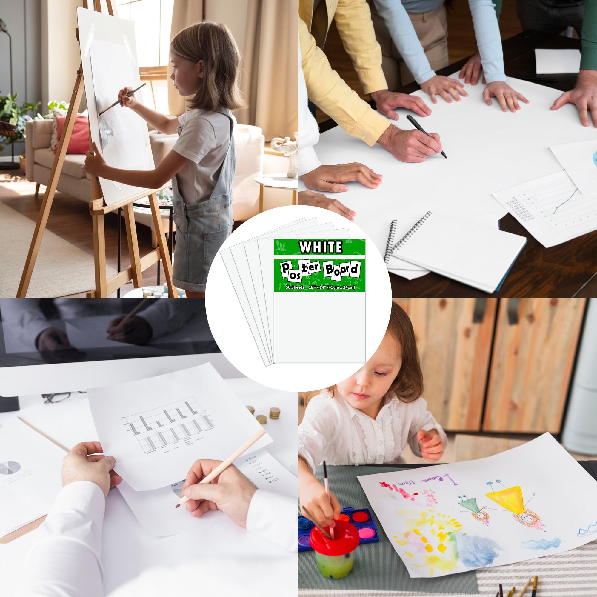 Snapklik.com : Pmybupo 50Pcs White Poster Board,14inx18in White Poster ...