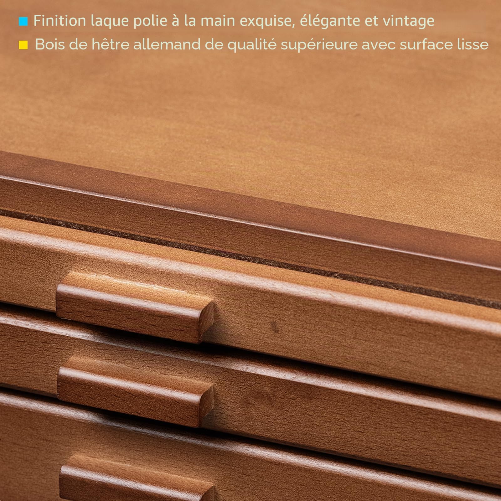 MEEDEN PRO Boîte de rangement pour fournitures d'artiste à 3 tiroirs - Boîte de rangement pour fournitures d'art en bois de hêtre massif - Organisateur portable à tiroirs pour pastels, crayons, stylos
