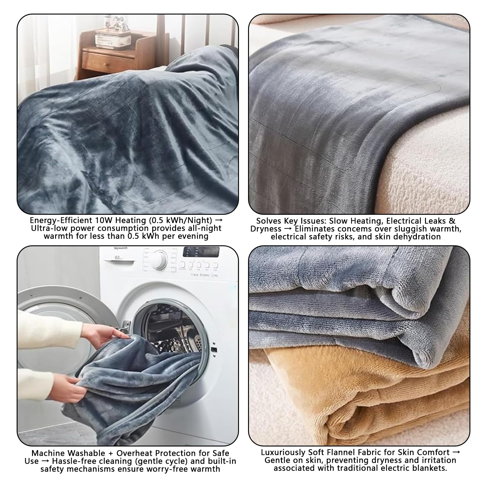 EagerMinds - Coperta riscaldante senza fili da 140 * 80 cm, coperta riscaldante USB, coperta termica con batteria, coperta termica con batteria, 3 livelli di riscaldamento 35°C/45°C/55°C, per auto