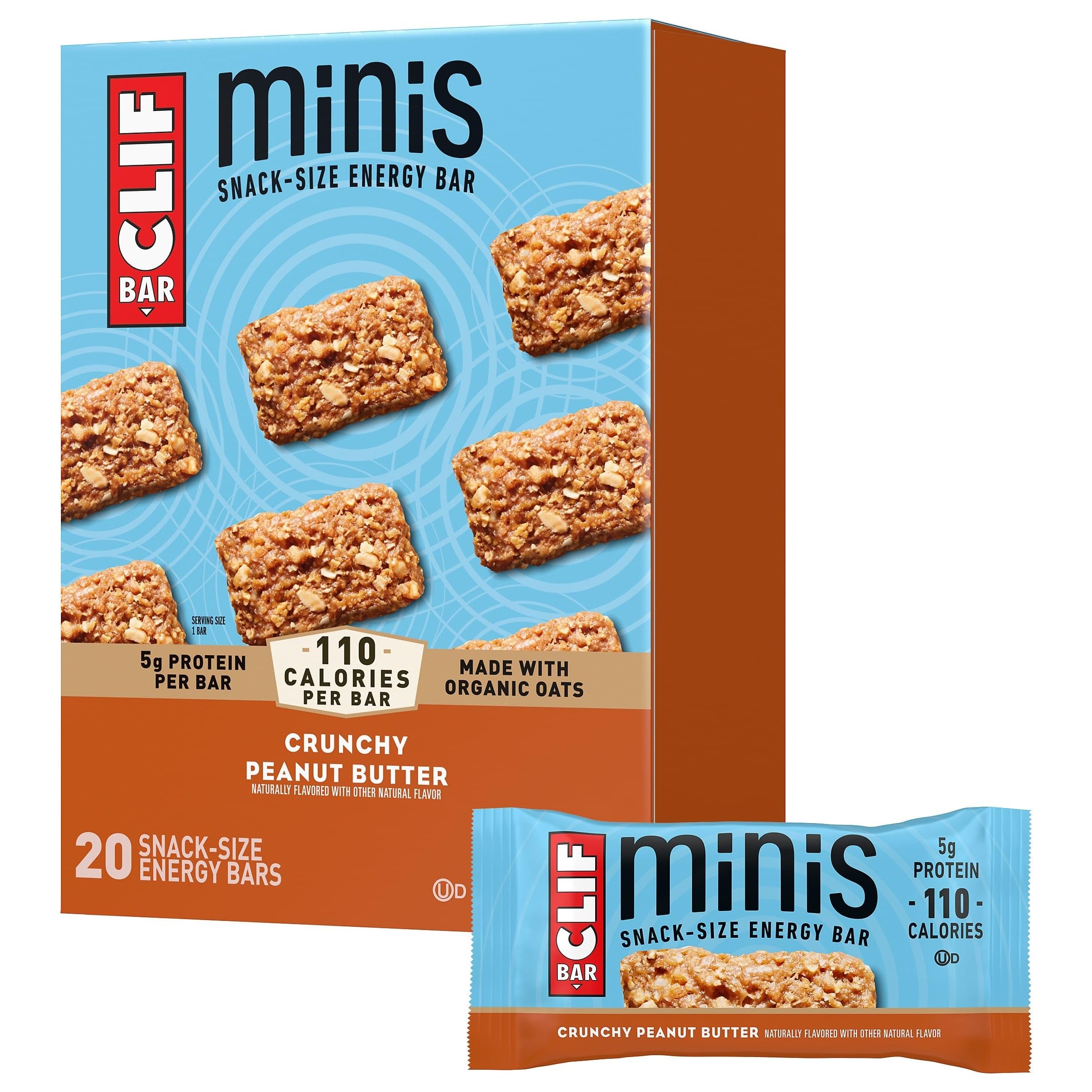Clif Bar - Mini Energy Bars - Crunchy Peanut Butter, 0.99 Ounce, 20 Ct