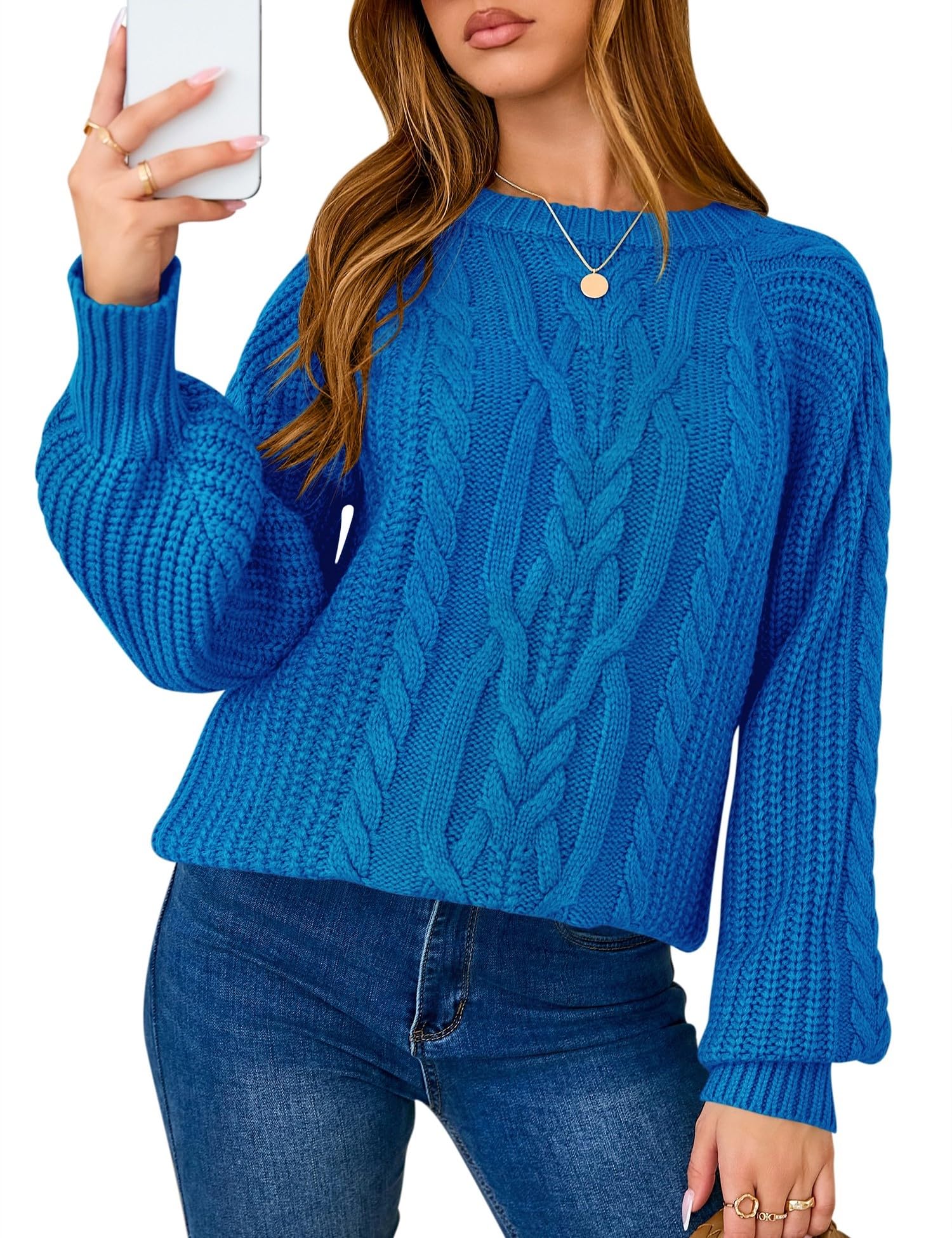 LOMON Oversized Sweaters for Women Chunky Cable Knit