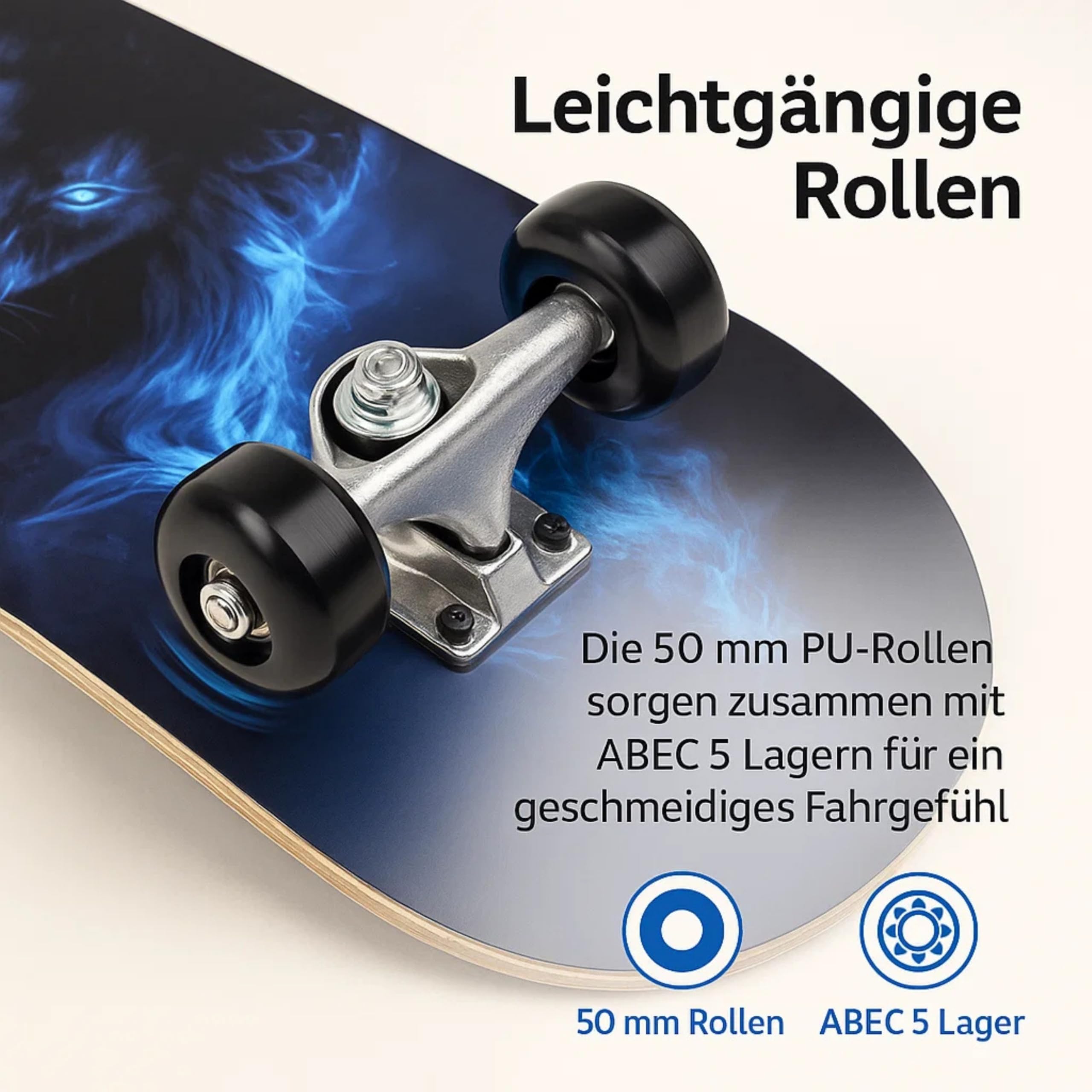 BEST SPORTING Skateboard Lion - Planche en bois robuste et roulements ABEC 5 pour débutants et confirmés - Skateboard Lion