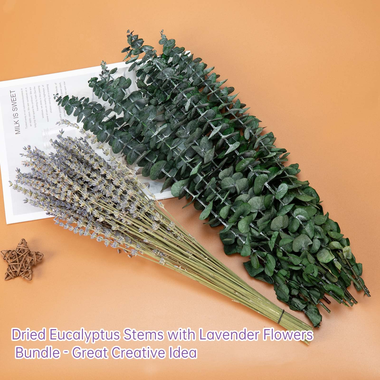 Lot de 115 tiges d'eucalyptus séchées avec fleurs de lavande pour douche, 43,2 cm, branches de lavande naturelles vivantes à suspendre pour spa, maison, salle de bain, décoration de table