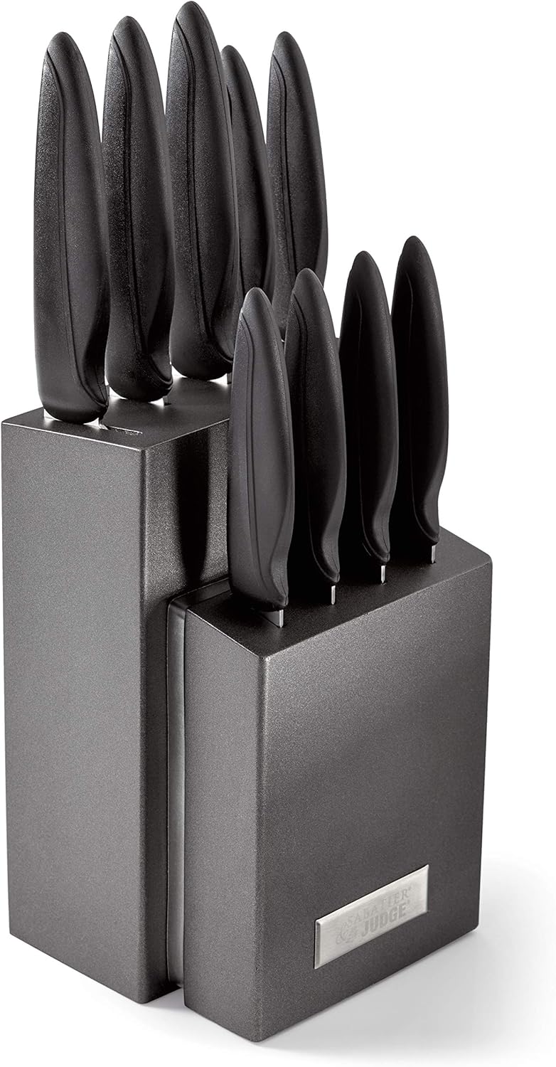 Judge Sabatier IP61 Black Metallic Knife Block with 9 Knives, Stainless