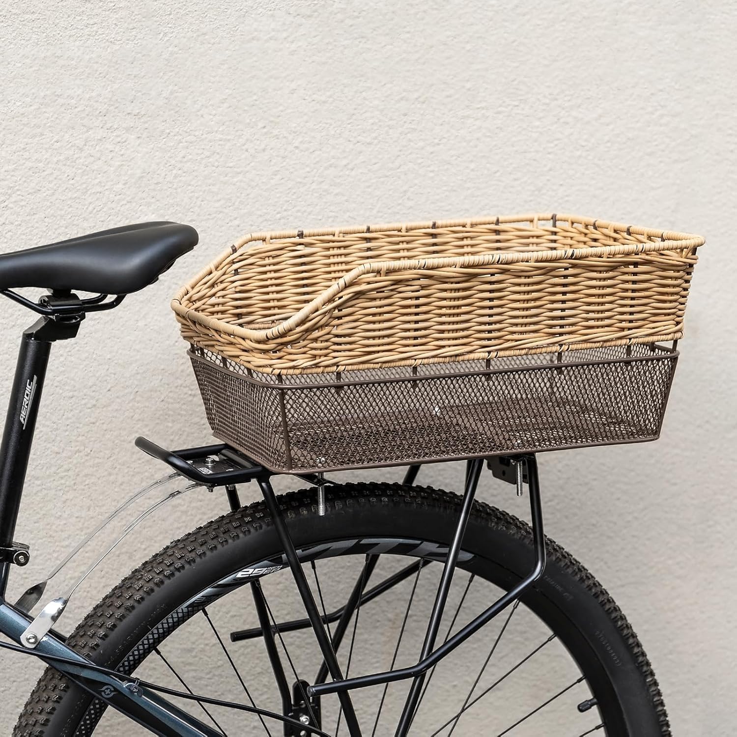 CXWXC Cesta trasera para bicicleta con red de carga y forro grueso para bicicleta