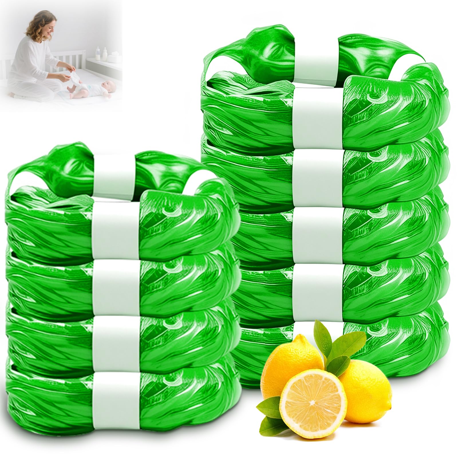 9 Stück Windeleimer Nachfüllfolie kompatibel mit Tommee Tippee Sangenic Tec+Simplee Sangenic + Twist & Click, Windeleimer Nachfüllkassetten 6.2M Geruchsdicht, Extra Länge und Dicke