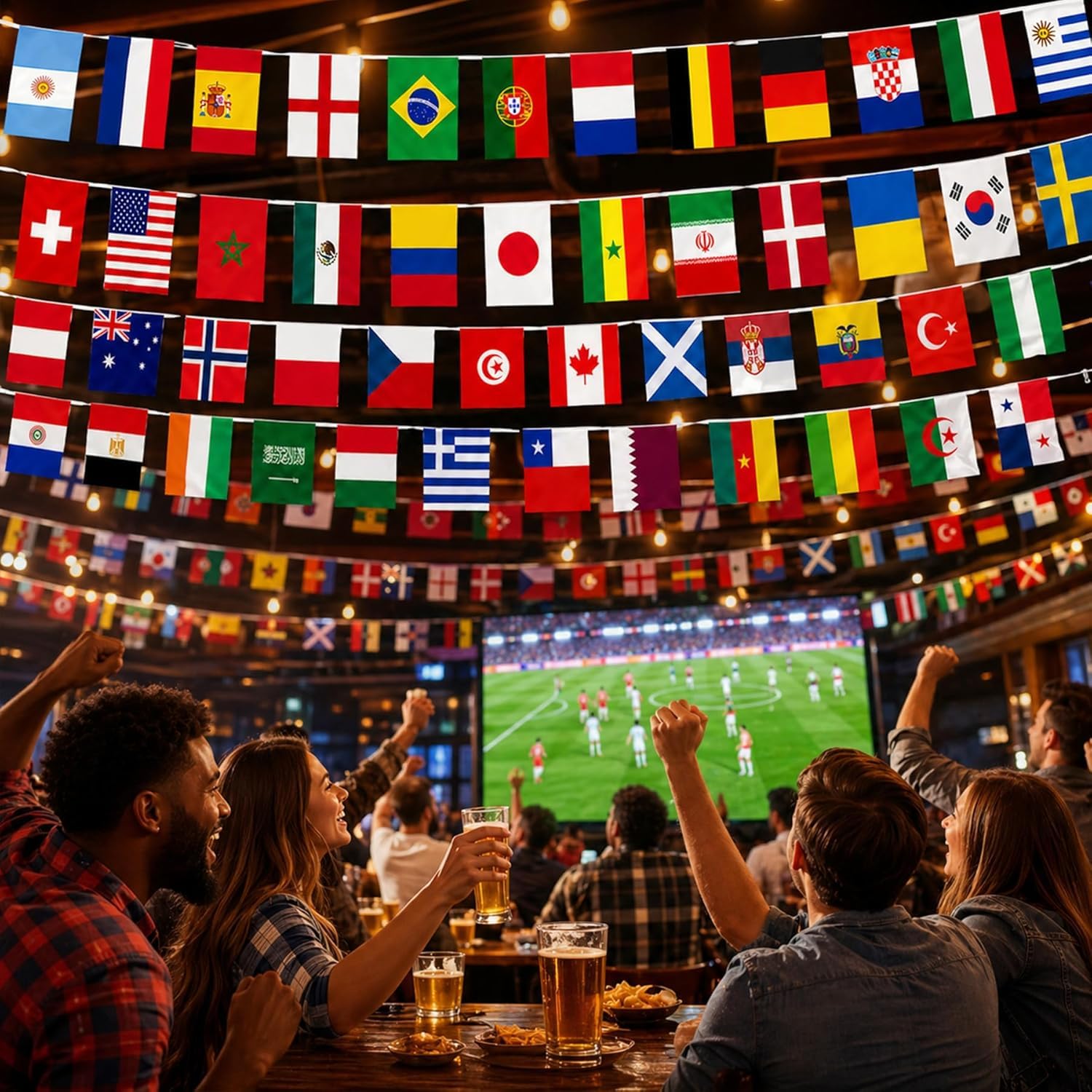 Coupe Du Monde,Guirlande 48 Pays Drapeaux Monde 14x21cm Banderole Décoration Supporters Match Jardin Bar Fête Football Wm De Football 2026 Fussball Wm 2026 Bannière Internationale Extérieur Intérieur