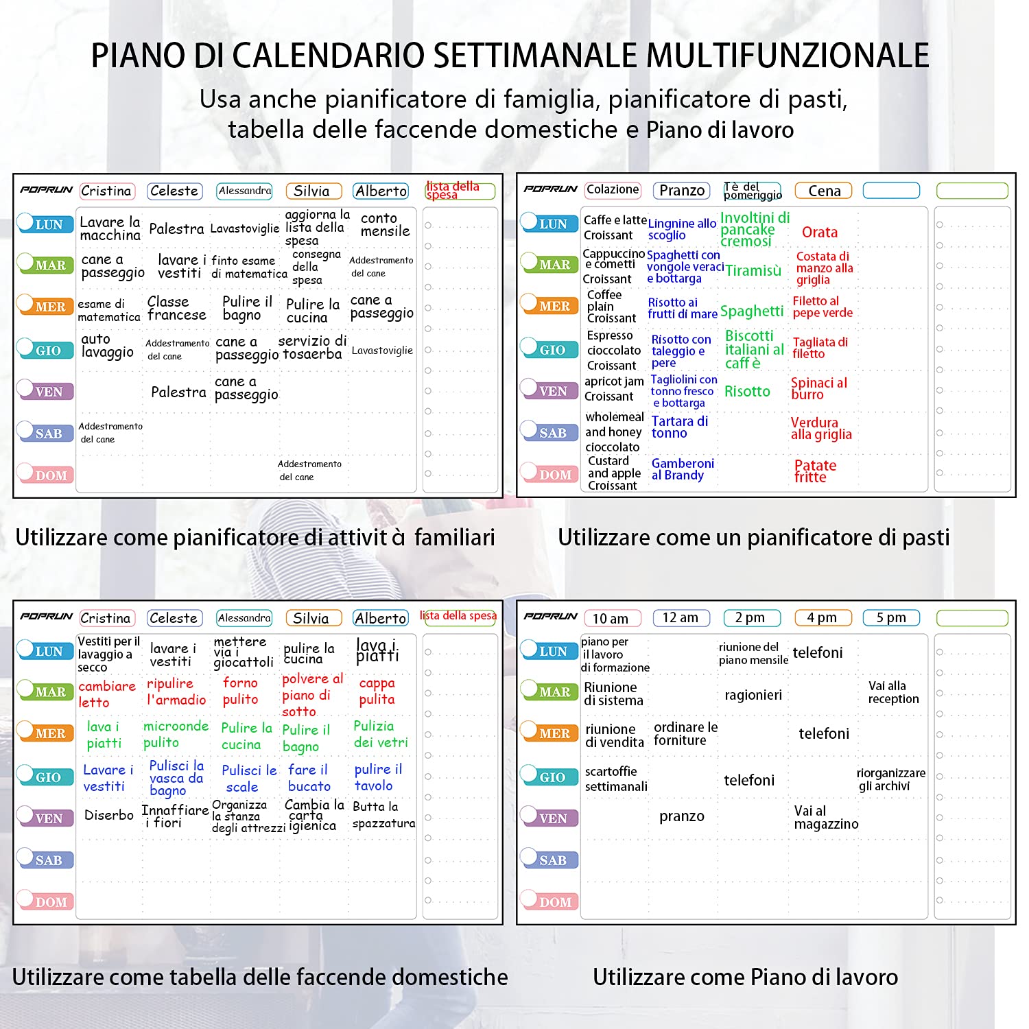 Lavagna Magnetica Frigo Cancellabile - Calendario Settimanale E Mensile Con Pennarelli - Set Organizzazione Casa - Foto 7