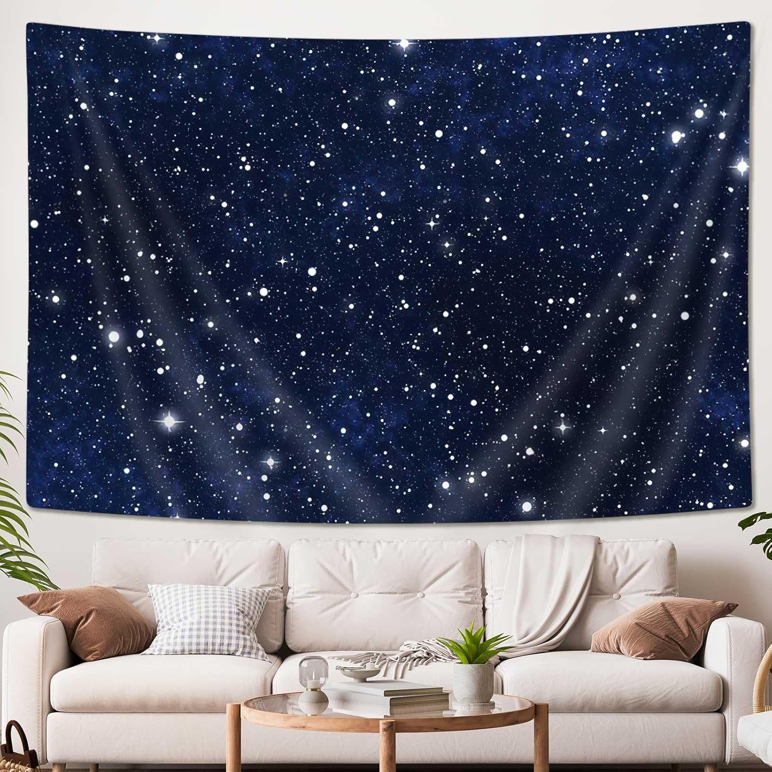Drgilau Night Sky Stars Tapestry Wall Hanging, Dark Blue Galaxy Universe Space Room Wall Art, Starry Sky Cosmic Fantasy Aesthetic Wall Tapestry for Bedroom