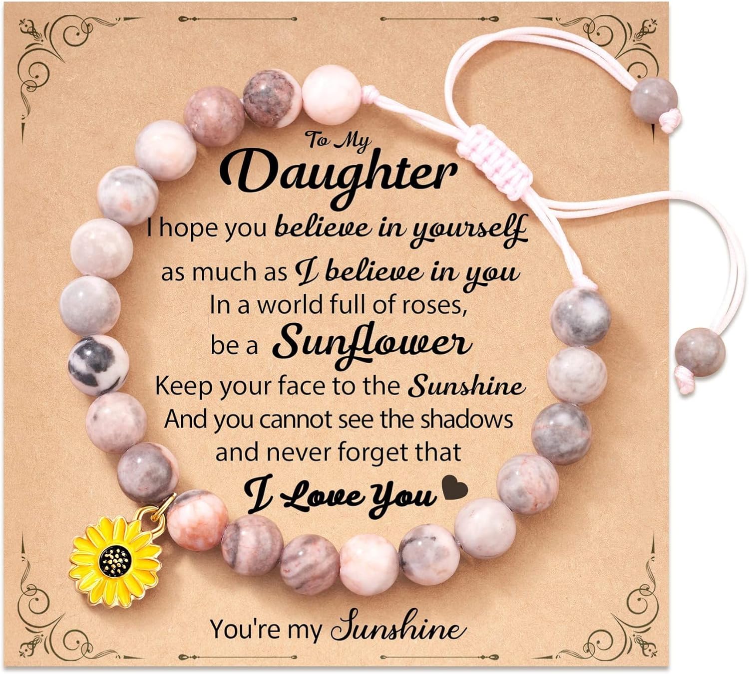 72ore Mother Daughter Bracelets Daughter Gifts from Mom Beaded Sunflower Charm Bracelet Valentines Day Outfit Women Jewelry Gifts for Him Her - Image 6