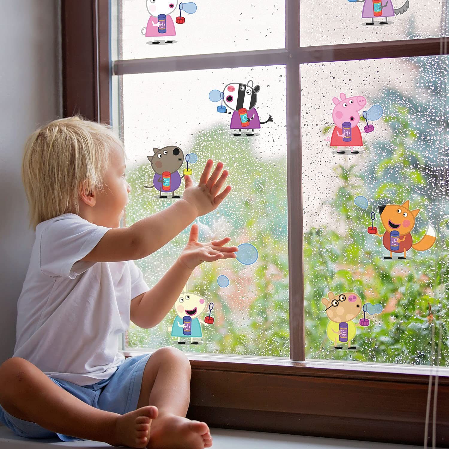 Stickerscape Peppa Bubbles Peppa Pig Window Stickers (Peppa Bubbles)| Official Peppa Pig Window Decal, Peppa Window Decor | Easy To Apply, Cleanly Removable And Repositionable