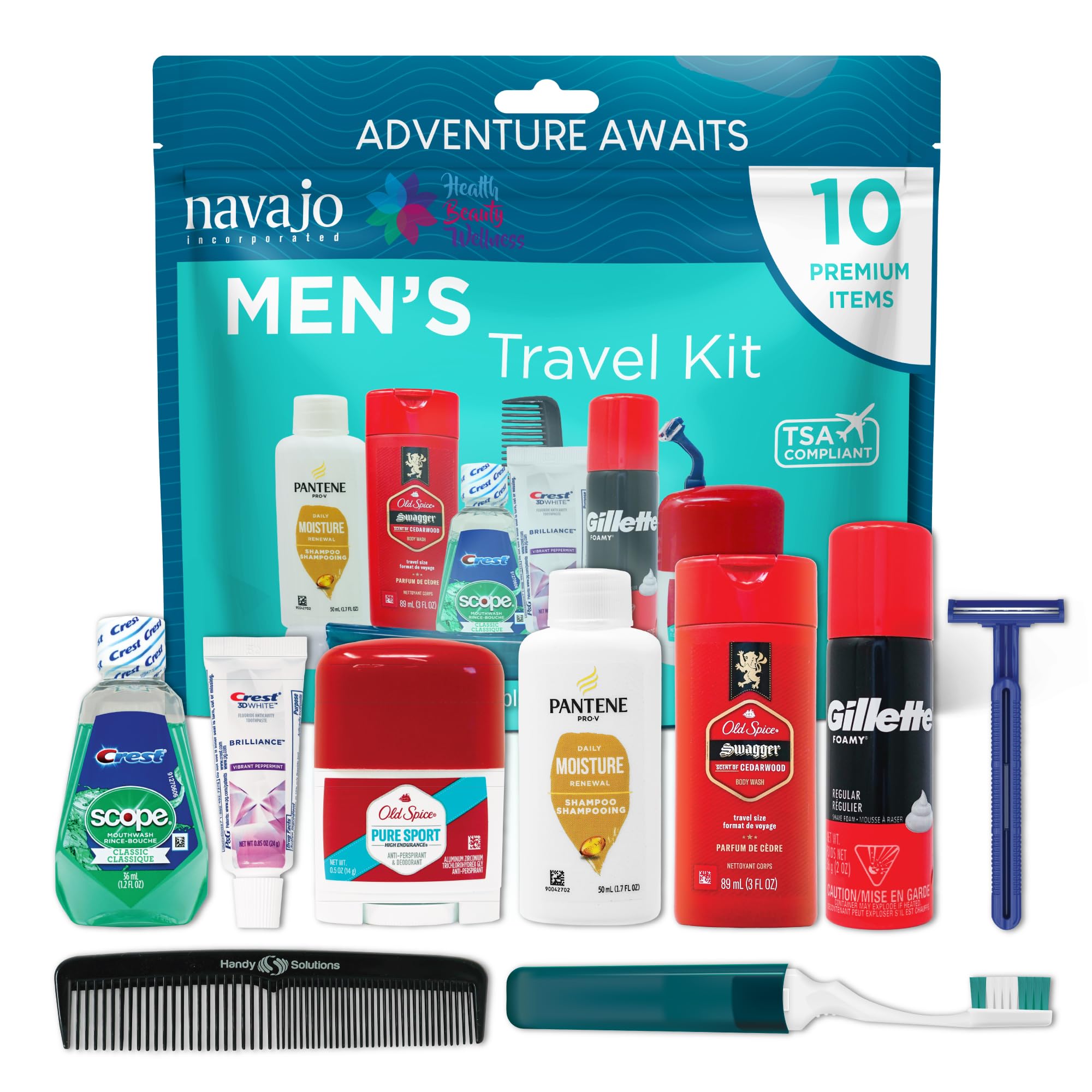 Handy Solutions 10 Piece Resealable Men's Travel Kit