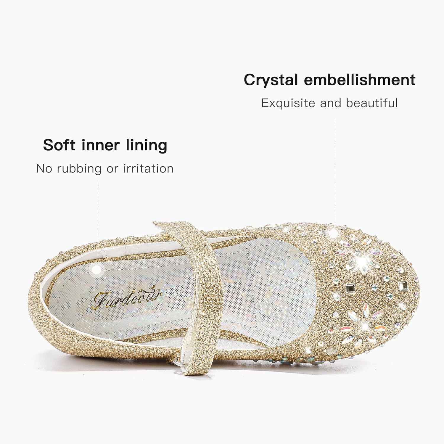 Furdeour Girls Dress Shoes Mary Jane Flower Wedding Party Bridesmaids Shoes Glitter Princess Ballet Flats for Kid Toddler - Image 6