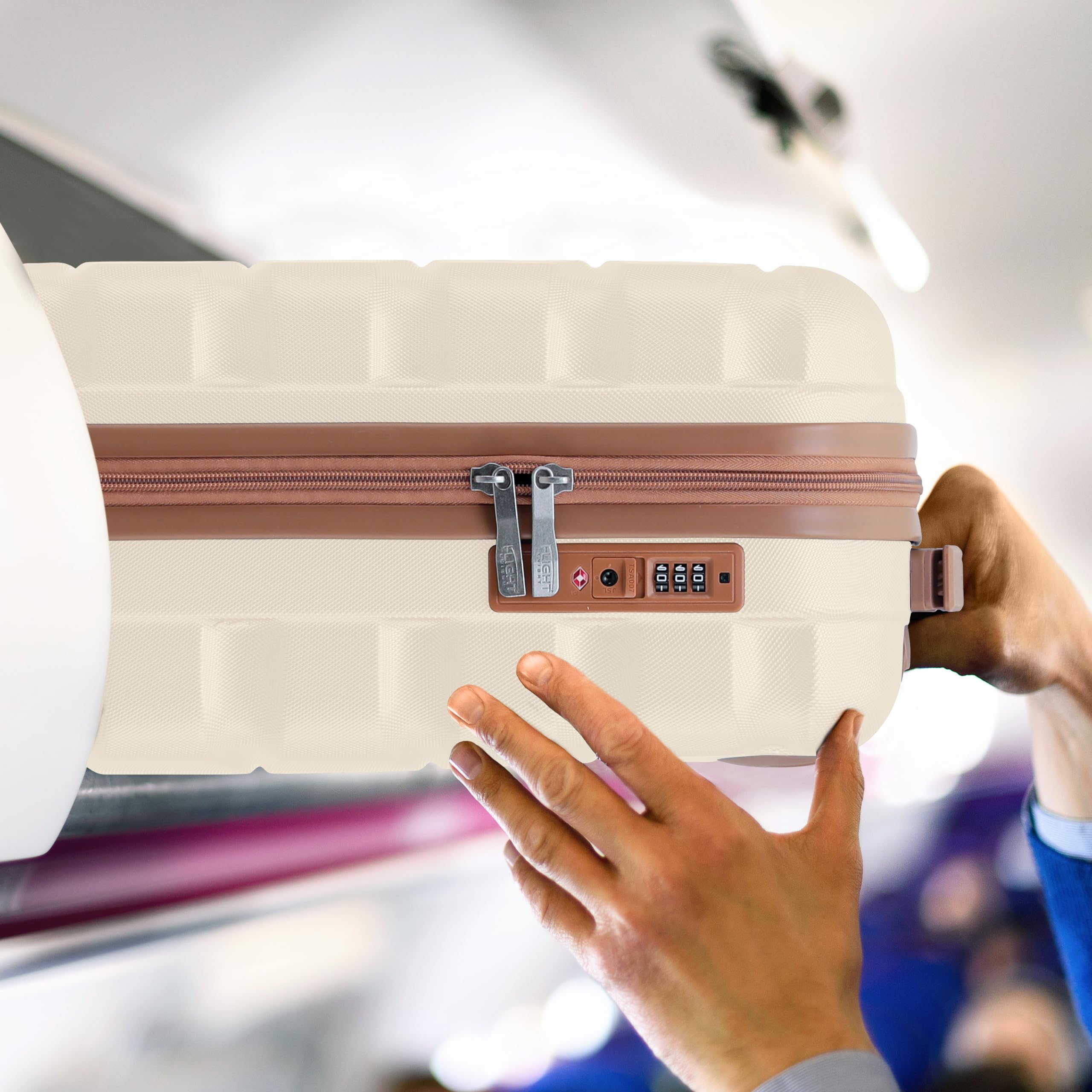 Flight Knight Cabin Suitcase 55x35x20, Lightweight Carry On Bag for Over 100 Airlines- Ryanair, EasyJet, British Airways, Virgin Atlantic - Small Durable Hand Luggage, ABS Hard Shell- TSA Lock