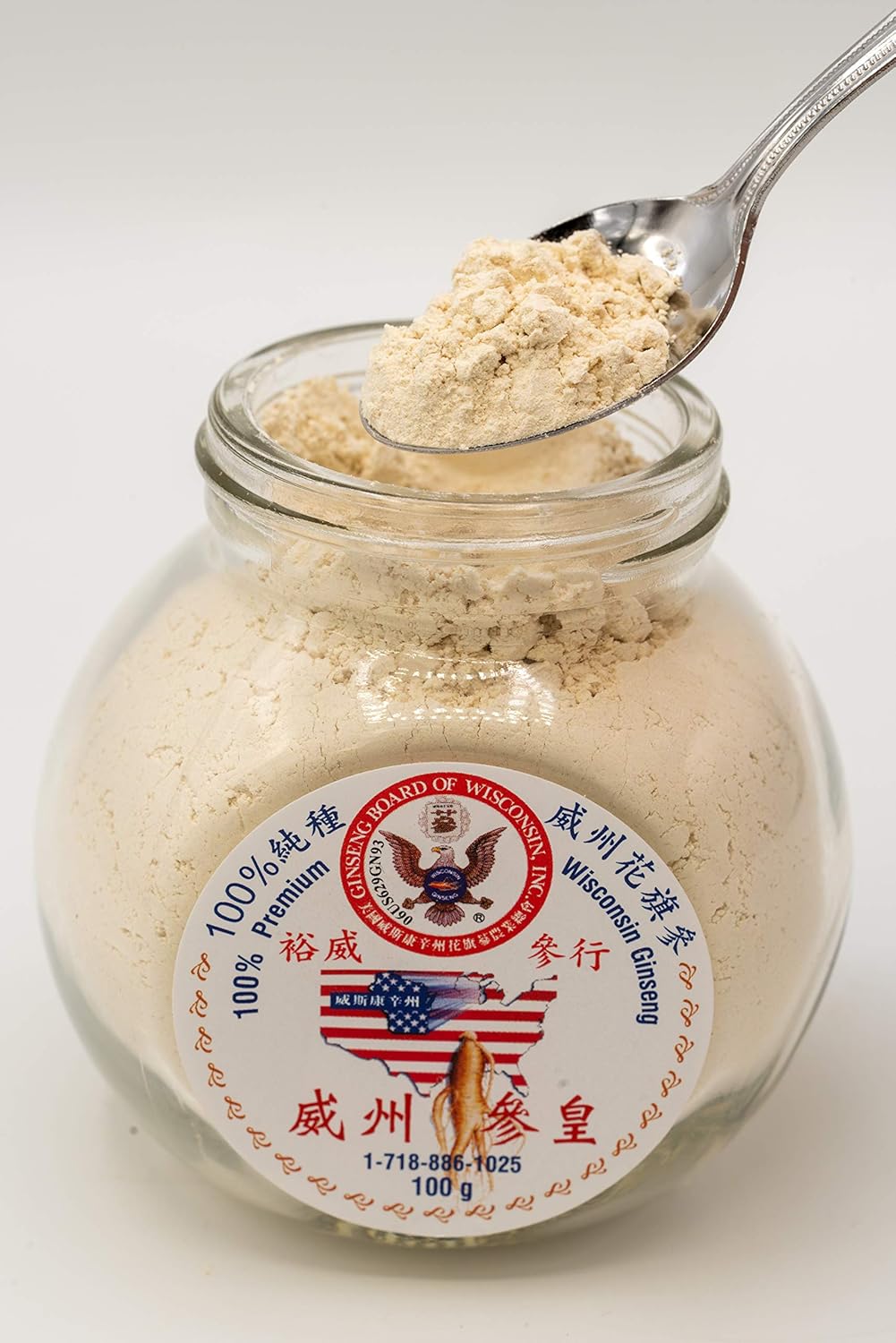 Yu Wei Ginseng - American Ginseng Powder, 100% Wisconsin American Ginseng (100g / 3.5oz) Ginseng Board of Wisconsin Certified