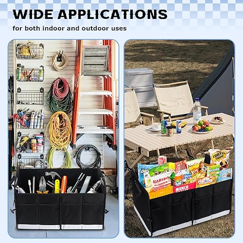 Miniatura 5 de Organizador de maletero de automóvil, 72 L de gran capacidad, impermeable, almacenamiento automático con tiras inferiores antideslizantes,