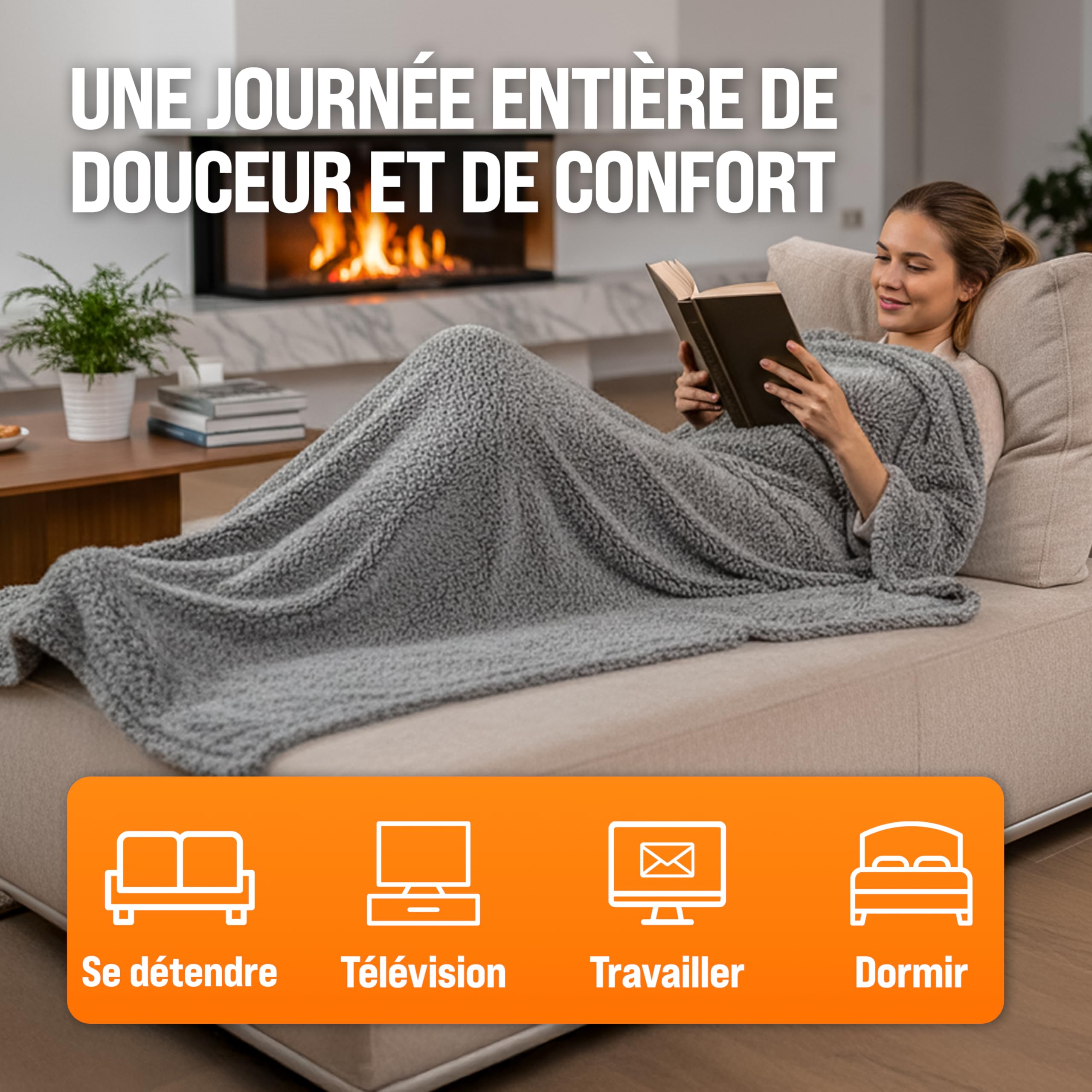Monzana® Couverture chauffante 180x130cm 2 Places 120W 10 Niveaux de Chauffage minuteur Protection Anti-surchauffe surmatelas Chauffant électrique