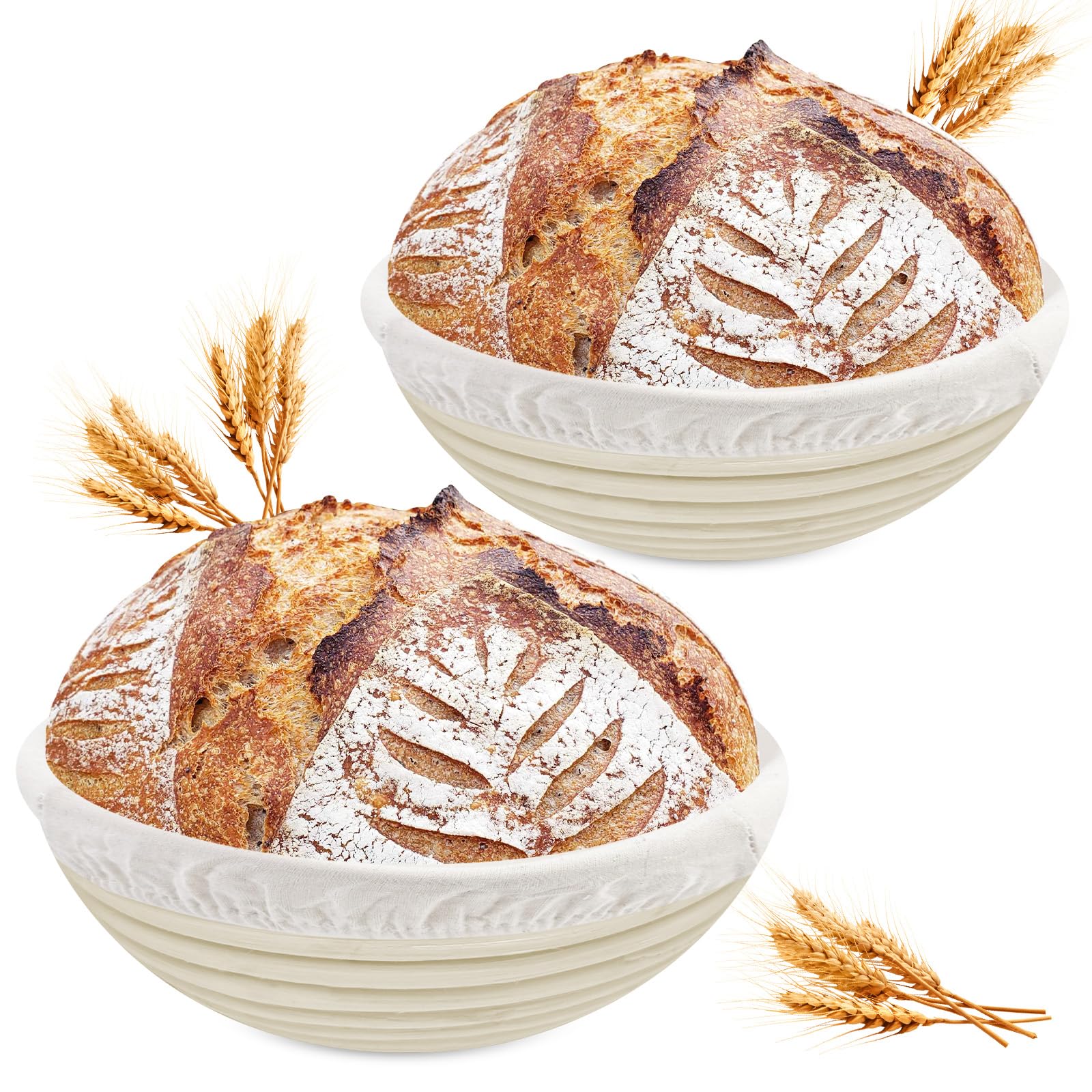 Luazvilkpsar 2 Stück Gärkörbchen, Brotkorb Mit Waschbarem Leineneinsatz, Gärkorb, Rundes Gärkorb Zum Brotbacken-Set, Leicht Zu Reinigen Brot Backen Zubehör, Brotbacken, für Häusliche Bäcker