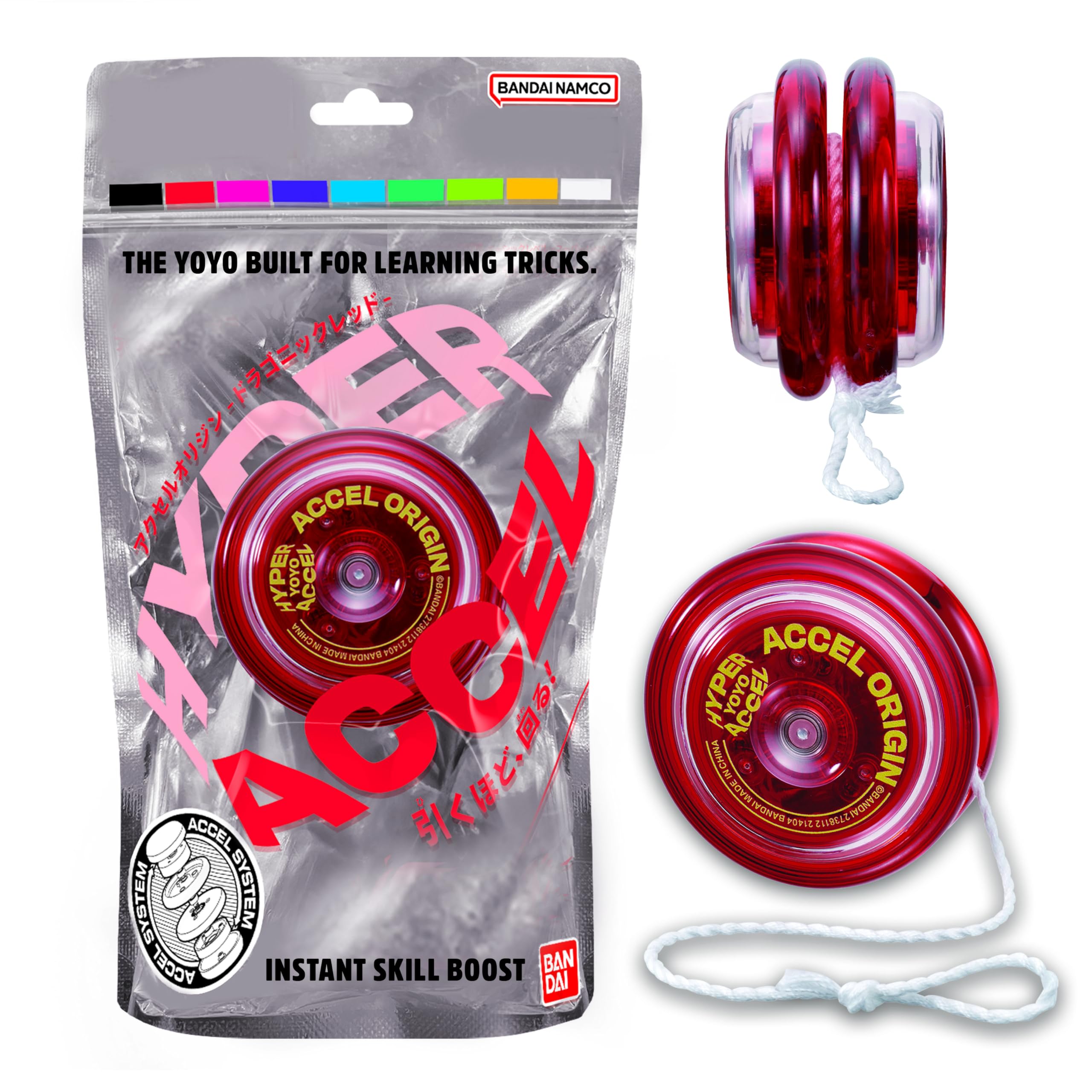 Hyper Accel Yo-Yo – Dragonic Red Edition – High-Speed Trick Yoyo for Kids & Beginners – Stunt Yo Yo with Accel System – Professional Yoyos for Fun Tricks BANDAI