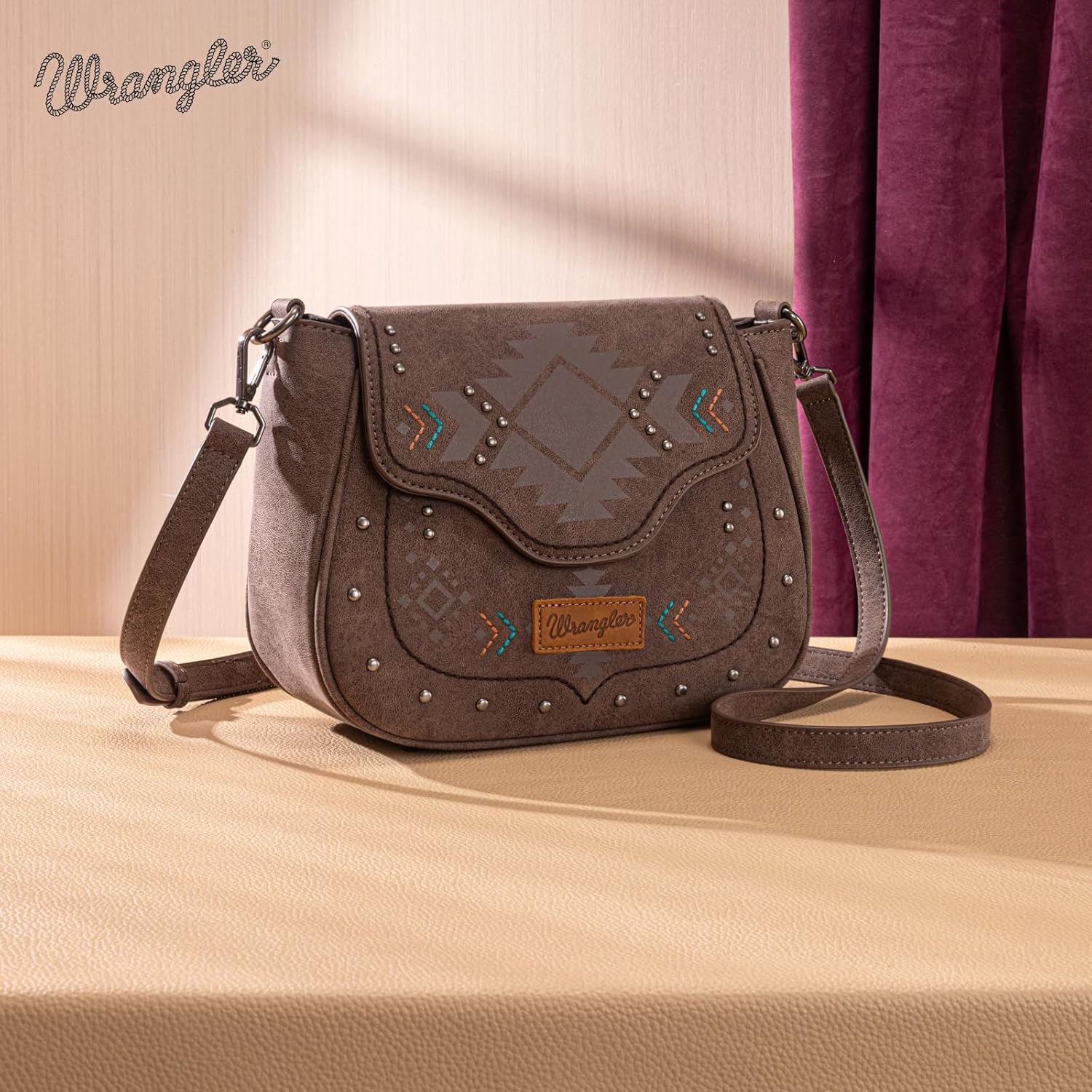 Wrangler Western Flap Crossbody Bag for Women Designer Saddle Bag Purses Shoulder Bag - Image 6