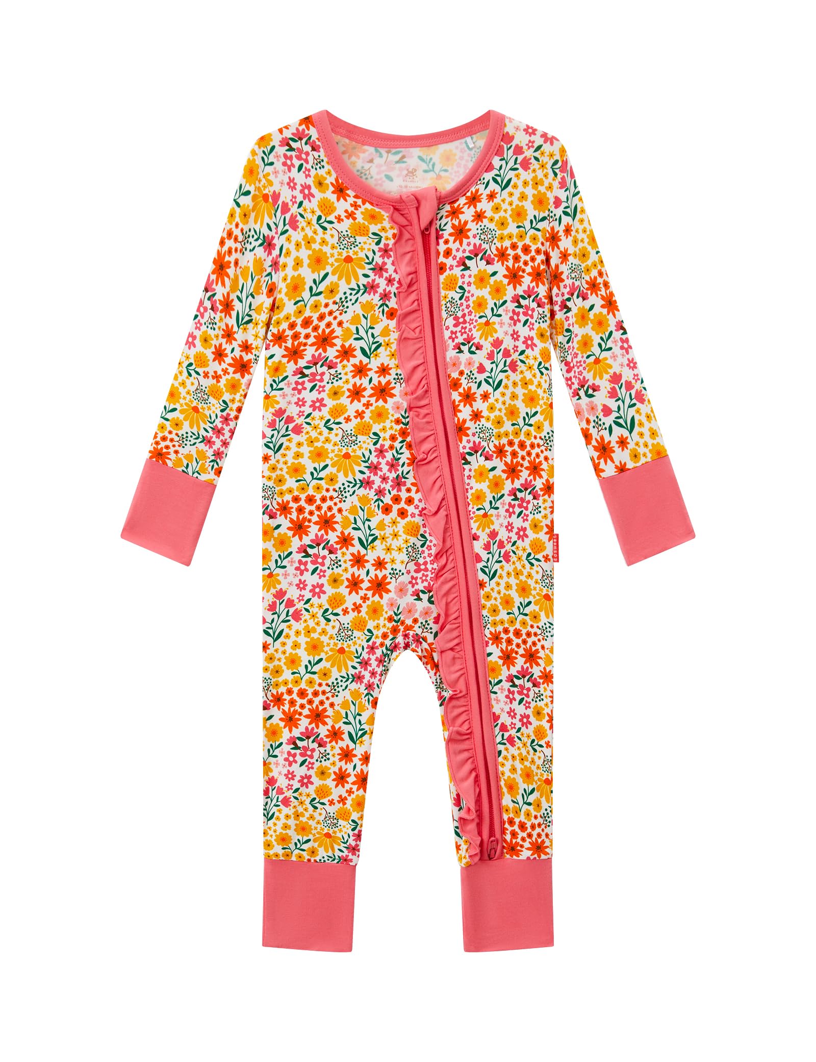 EASWEET Bamboo Viscose Baby Girl Footless Pajamas Ruffled Baby Sleepers with 2 Way Zipper