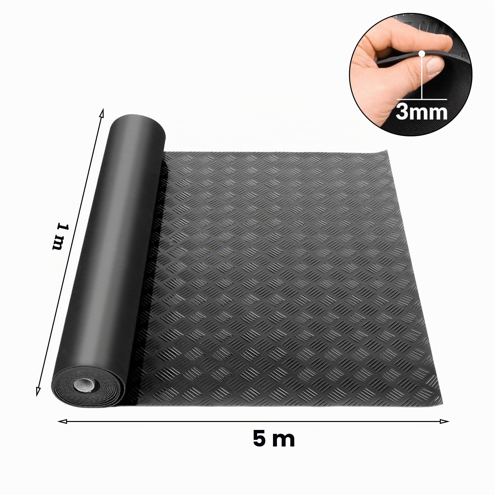 MYOYAY Alfombra de goma por metros, 500 x 100 cm, alfombra de goma de 3 mm, suelo de goma, antideslizante, alfombrilla de protección del suelo, alfombrilla de goma industrial, alfombrilla de goma para