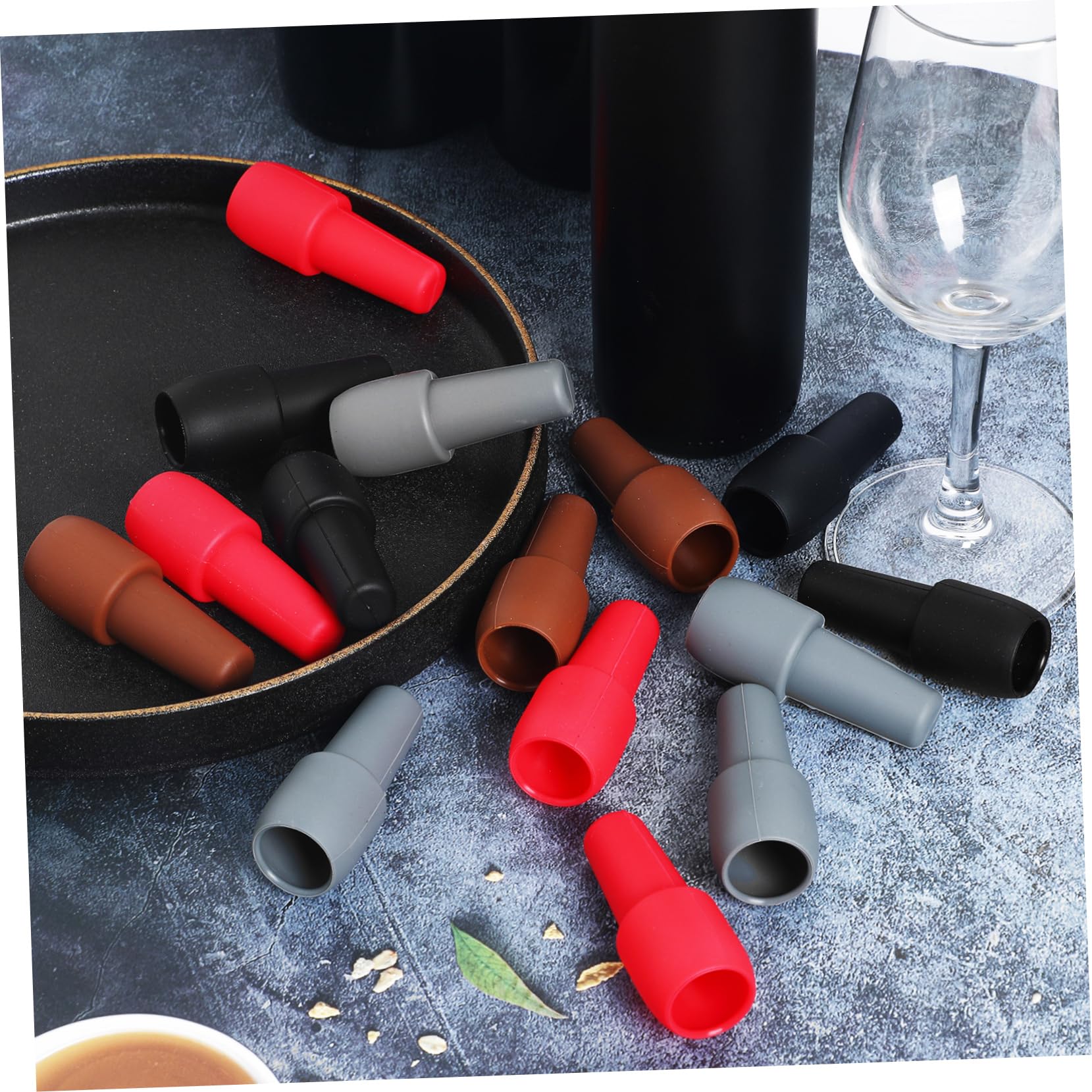 Amosfun 64 STK Weinverschluss aus Silikon weinprobe weinverkostung Getränkekorken Wiederverwendbare Weinkorken Weinstopper Weinflaschenverschlüsse aus Silikon Flaschenverschluss Kieselgel
