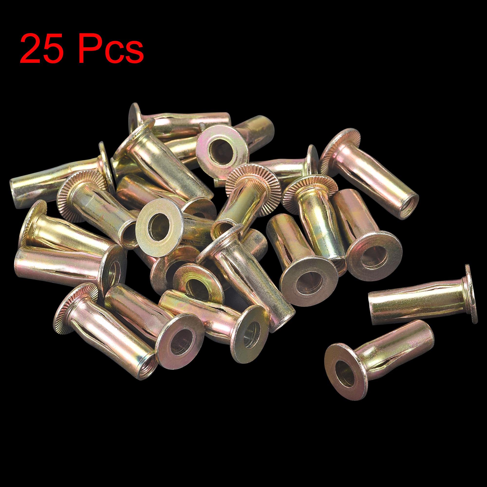 Uxcell M6x1mm Flat Head Rivet Nuts - 30pcs, 15mm Long, Aluminum, For Sheet Metal & DIY