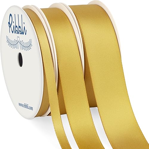 Miniatura 11 de Ribbli 3 Rollos de Cinta de Manualidades de Satén Negro Sólido de Doble Cara, Total 30 Yardas