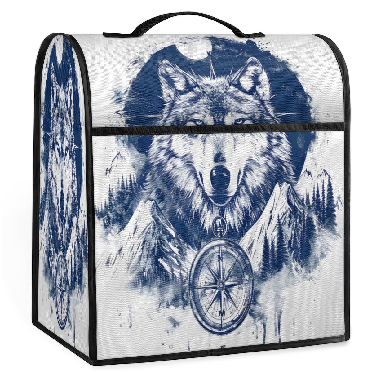 Coffee Maker Cover Bohemian Wolf Animal Kitchen Appliance Covers Small Appliance Covers Blender Cover Juicer Cover Dust Covers for Kitchen Appliances with Top Handle and Pockets,Washable,B832