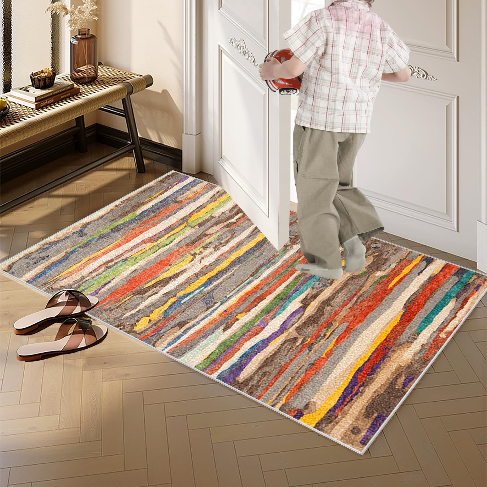 Chodnik dywanowy, antypoślizgowy bieżnik na korytarz, 90 x 300 cm, chodnik wejściowy, nadaje się do prania, chodnik kuchenny, dywan na korytarz, dywan do korytarza, sypialni