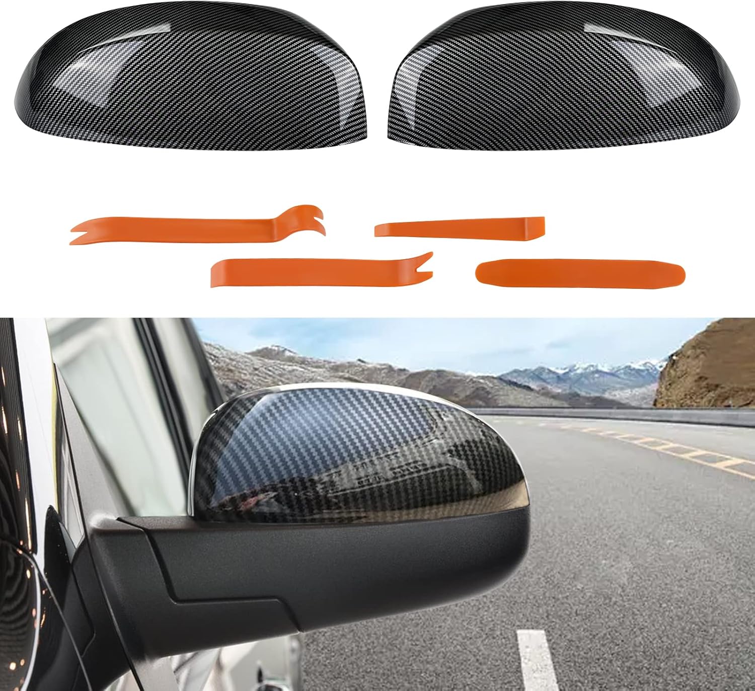 JDMON Compatible with Door Rearview Mirror Half Cover Cap GMC Sierra 1500 Chevy Silverado