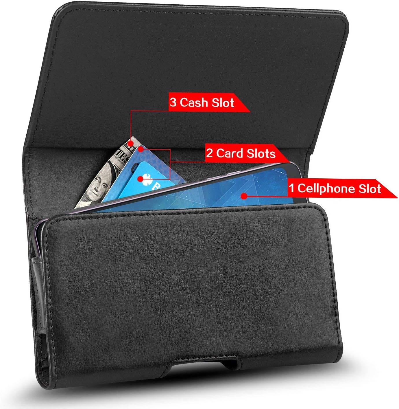 J&D Holster Compatible for iPhone 12 Mini/iPhone 11 Pro/iPhone Xs/iPhone X/iPhone 8/iPhone 7/iPhone SE 2020 Holster, PU Leather Pouch w/Belt Clip, Leather Wallet Case (Fits with Bulky Case on)