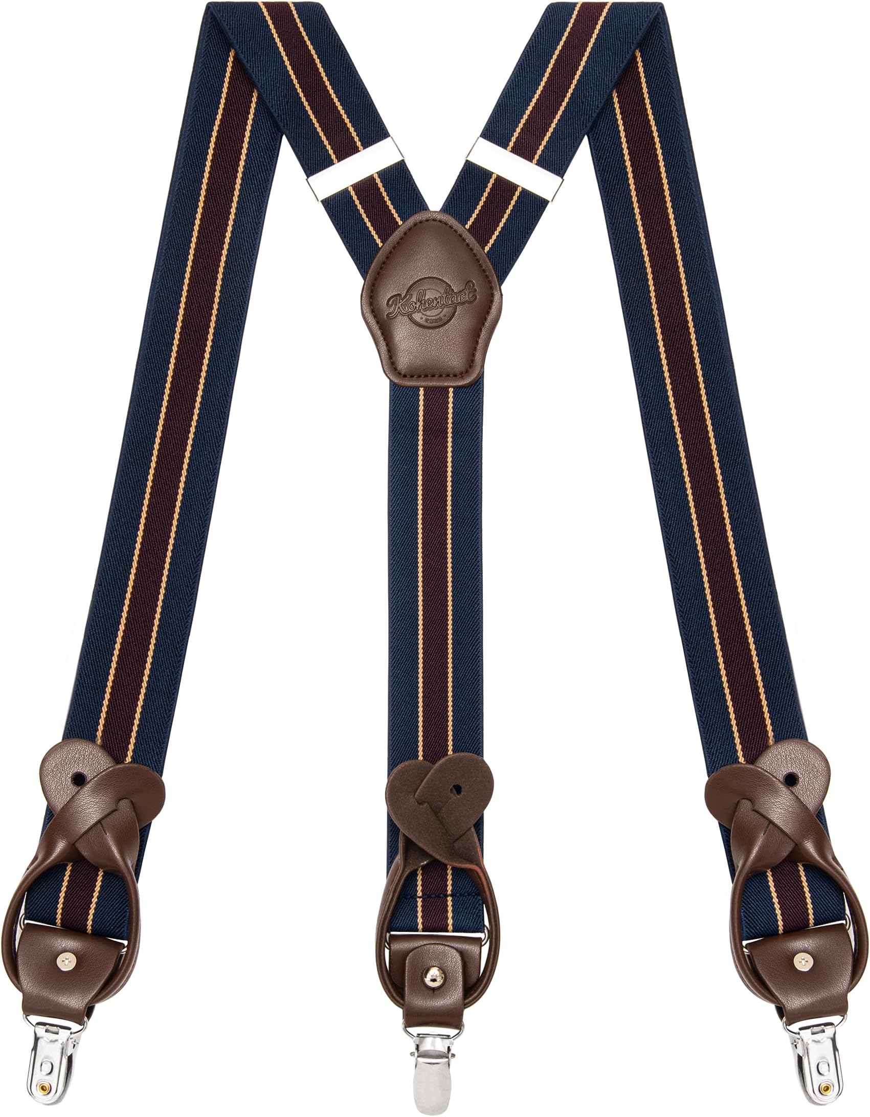 Suspenders for Men with Clip & 6 Buttons 1.4in Y-Shape Stainless Steel