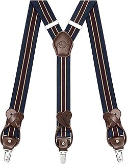 Suspenders for Men with Clip & 6 Buttons 1.4in Y-Shape Stainless Steel