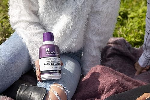 Miniatura 9 de Rejuvicare Fórmula líquida de belleza de colágeno con aminoácidos proteína y biotina delicioso sabor a uva morado 16 onzas 32 porciones