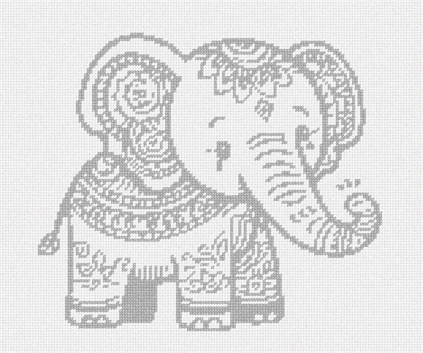 Pepita Needlepoint Canvas: Elephant Threads from Your Stash, 12" x 10"