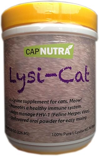 Lysi-Cat - Suplemento de lisina para gatos, recipiente de 8 onzas, 500 porciones, apoya un sistema inmunológico saludable, cucharada gratuita