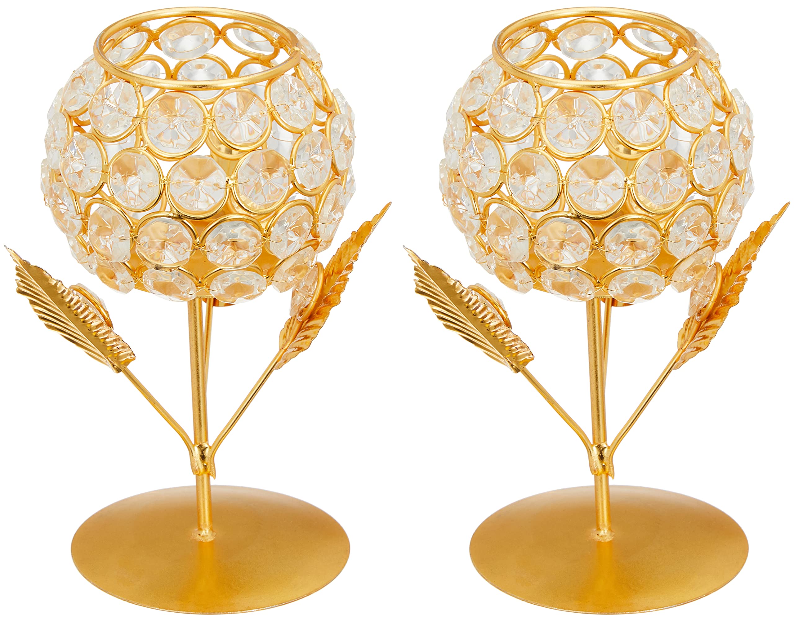 Amazon Brand - Solimo Gold Plated Crystal Candle Holder - Decorative Tea Light Stand Votive for Home decor (Set of 2) (B0C1Q12VDY) Amazon Price History, Amazon Price Tracker