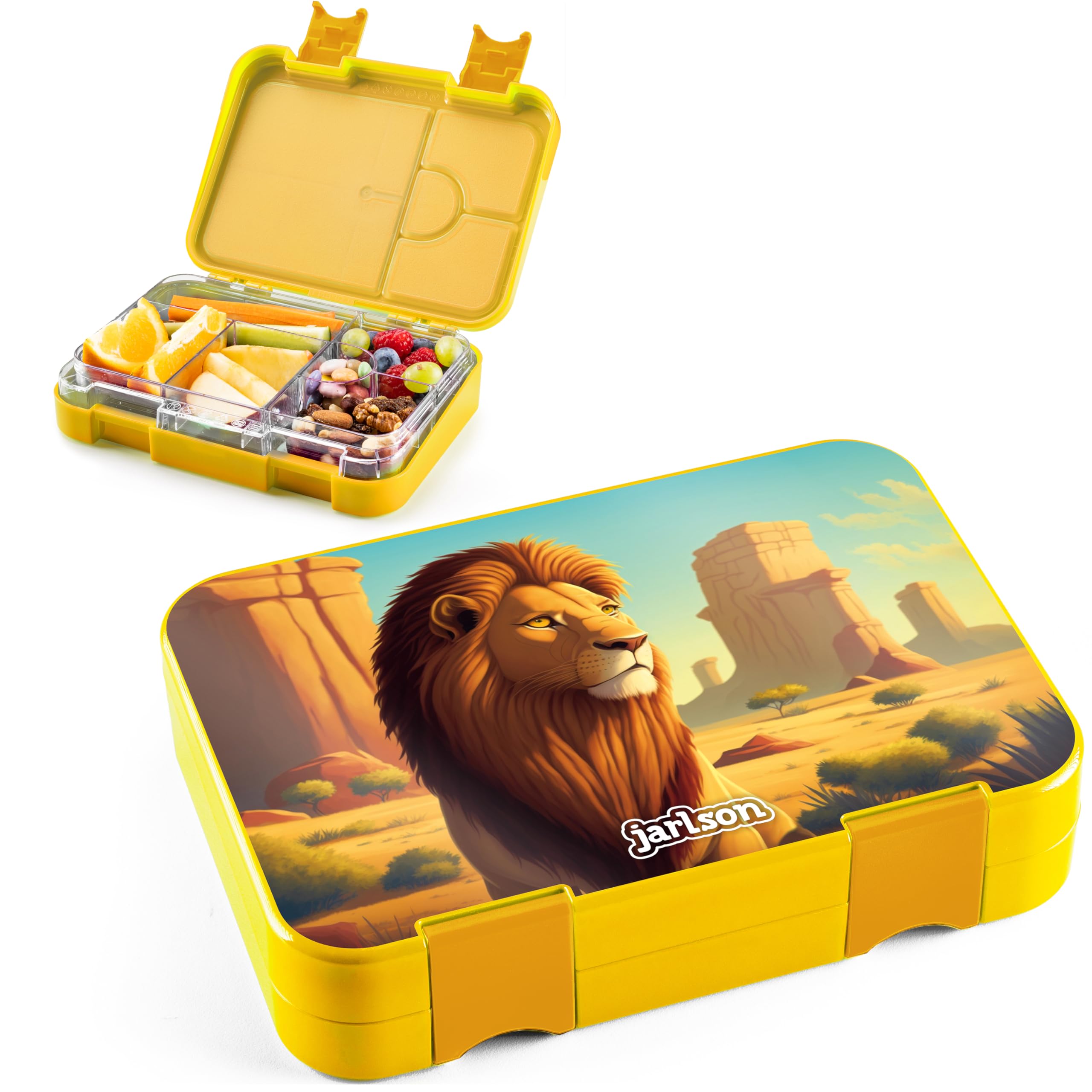 Jarlson® Brotdose Kinder mit Fächern TONI [AUSLAUFSICHER] - Bento Lunchbox mit Trennfächern - Frühstücksbox für Schule, Kita & Kindergarten - Jausenbox für Jungen & Mädchen - Vesperbox