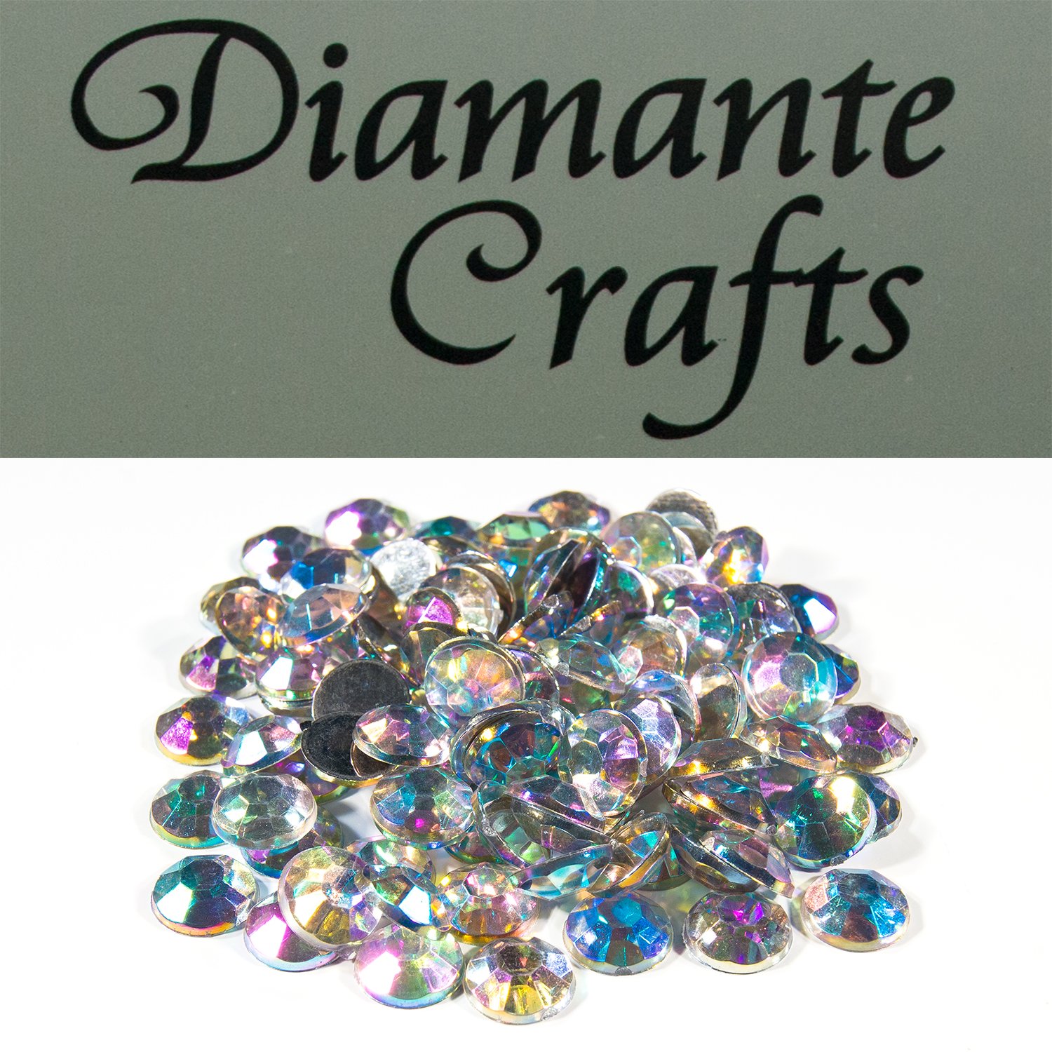 Diamante Crafts Clear 100 X 9Mm Iridescent Ab Diamante Loose Round Flat Back Rhinestone Craft Gems Created Exclusively