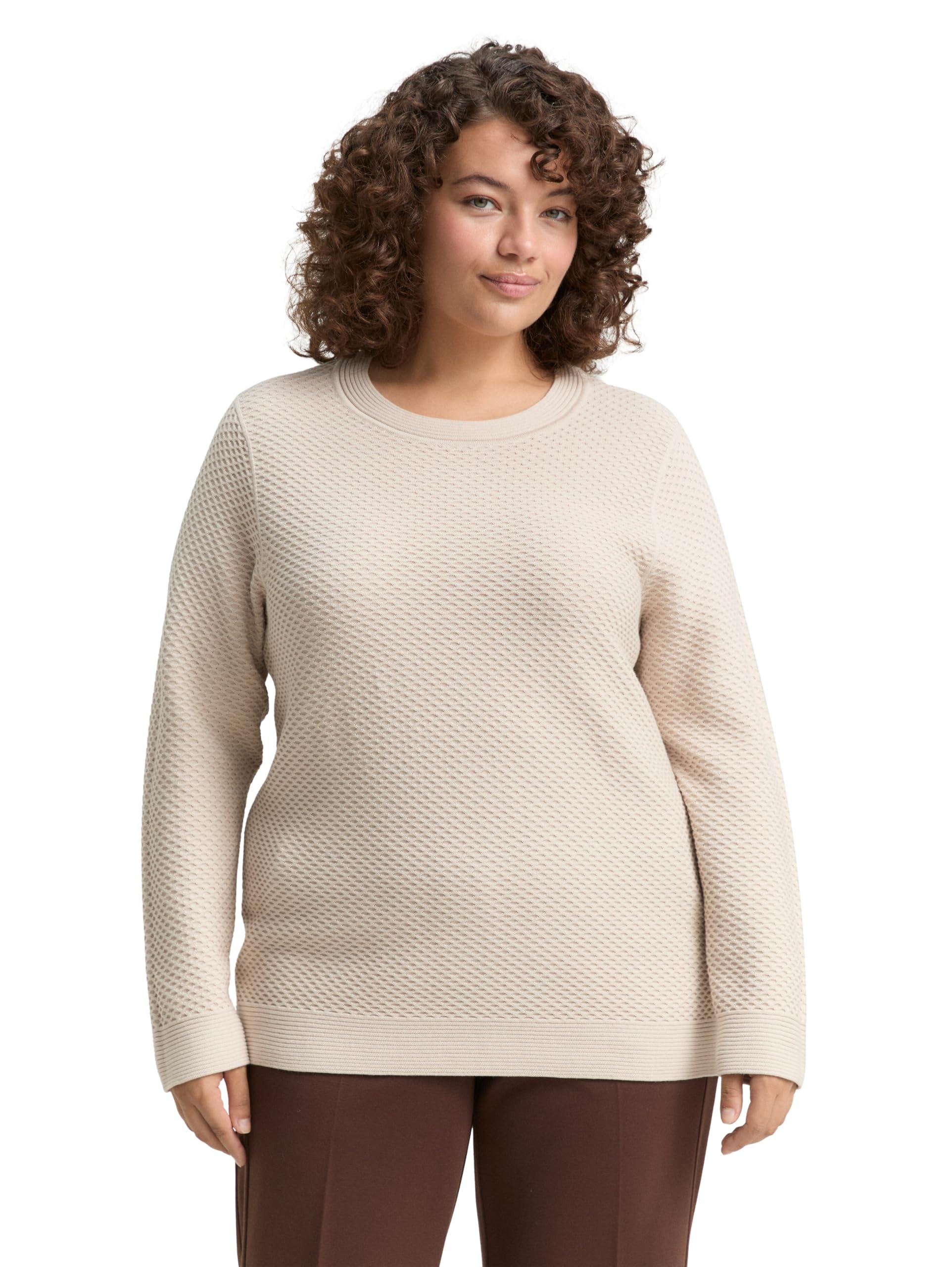 TOM TAILOR Damen Plus Size-Loose Fit Strickpullover aus Baumwolle