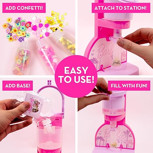 Miniatura 4 de Horizon Group USA Barbie Sweet Shop - Kit de fabricación de brillo de labios, hace 12 accesorios Barbie, brillos de labios y llaveros, kit de arte y