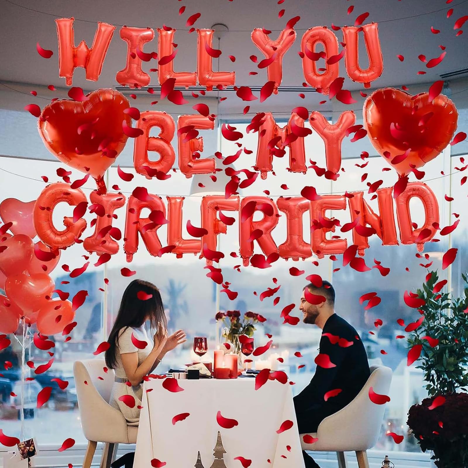 Will You Be My Girlfriend Ballonset – 525 Teile Mit Buchstaben, Herzen & Rosenblättern Für Romantische Überraschungen