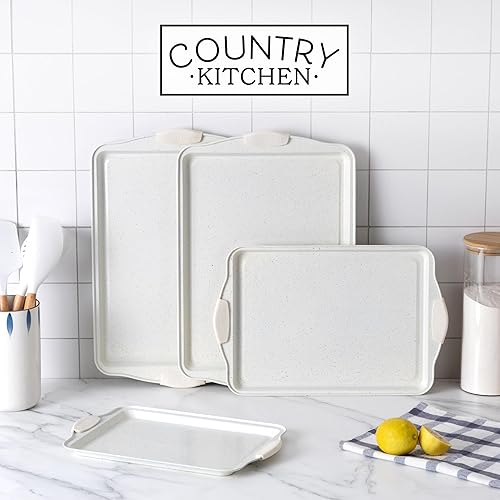 Miniatura 114 de Country Kitchen Juego de utensilios para hornear apilables antiadherentes, resistentes, duraderos, de fácil liberación, color rojo, 10