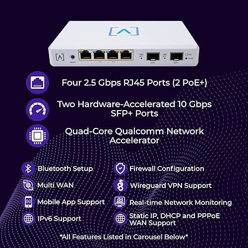 Miniatura 3 de Alta Labs Route10  Enrutador Multi-WAN de 10 Gig  Enrutador VPN acelerado por hardware Qualcomm de cuatro núcleos de alto rendimiento  2 puertos